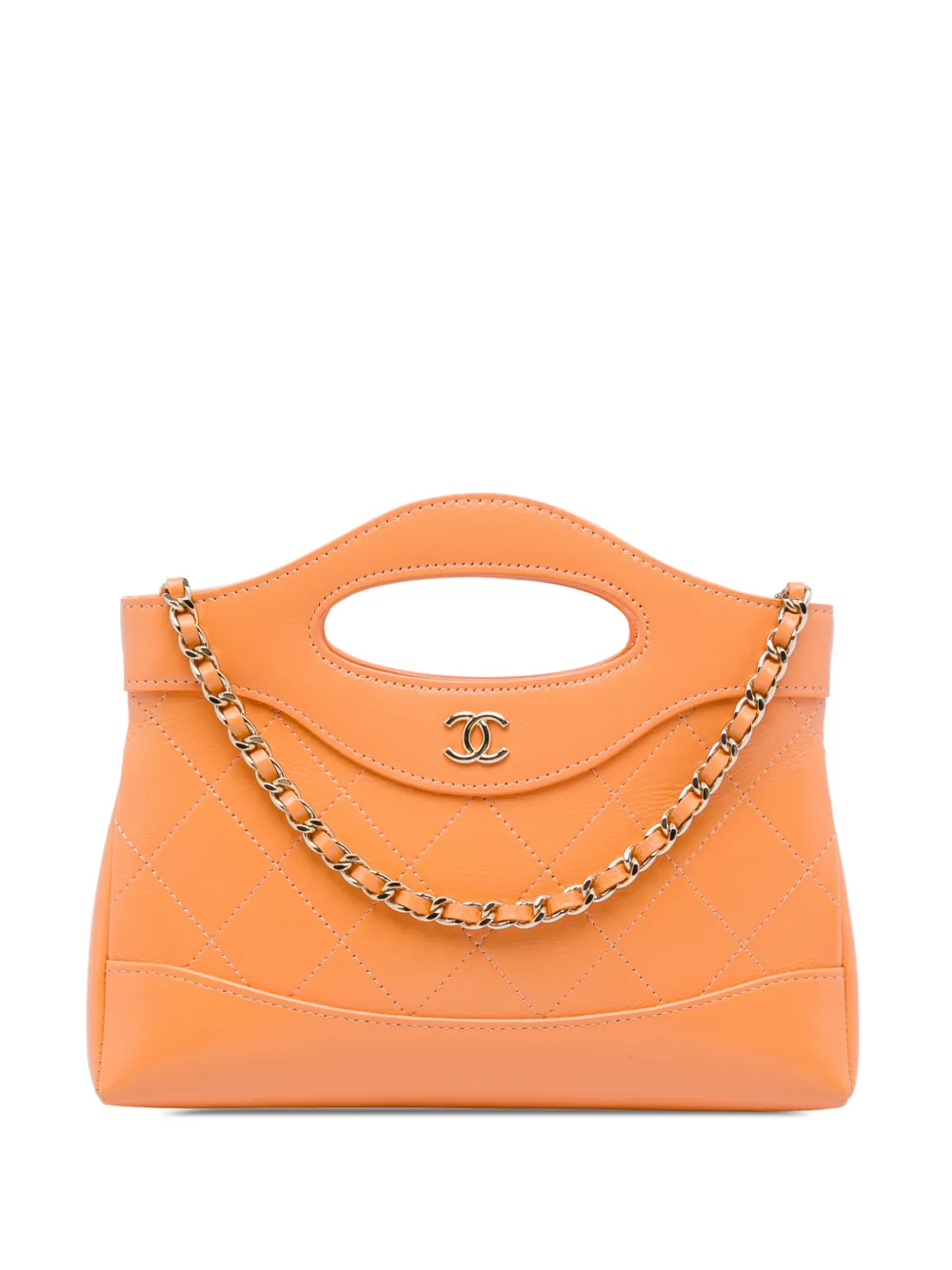 CHANEL Pre-Owned 2021-2026 Nano Shiny Crumpled Calfskin 31 Shopping Bag satchel - Arancione