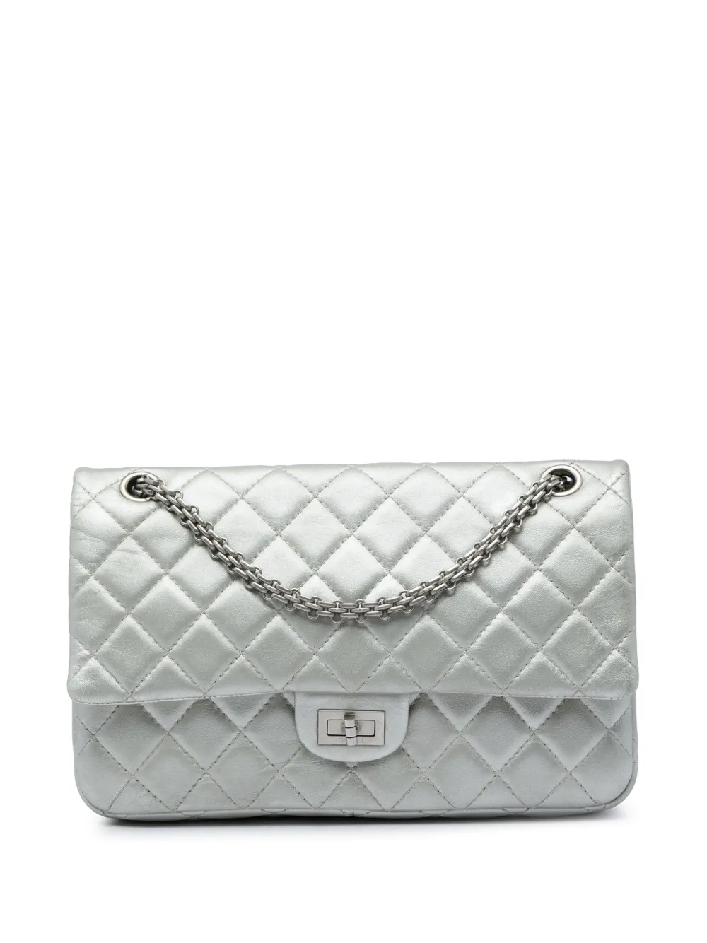CHANEL Pre-Owned 2008-2009 Quilted Metallic Lambskin Reissue 2.55 Double Flap 226 shoulder bag - Argento