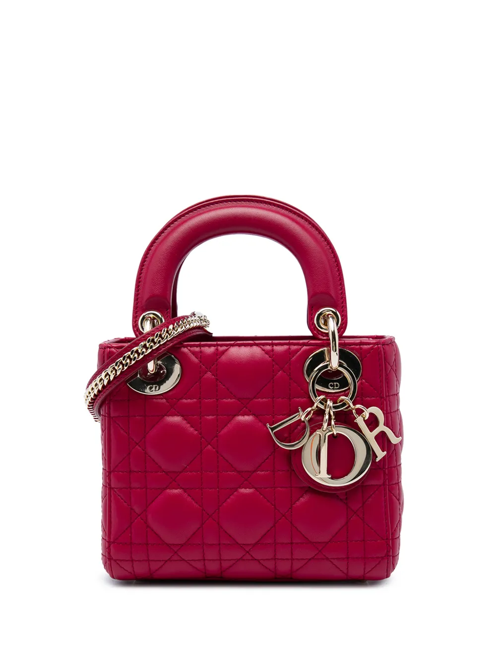 Christian Dior Pre-Owned 2019 mittelgroße Cannage Lady Dior Satchel-Tasche aus Lammleder - Rosa