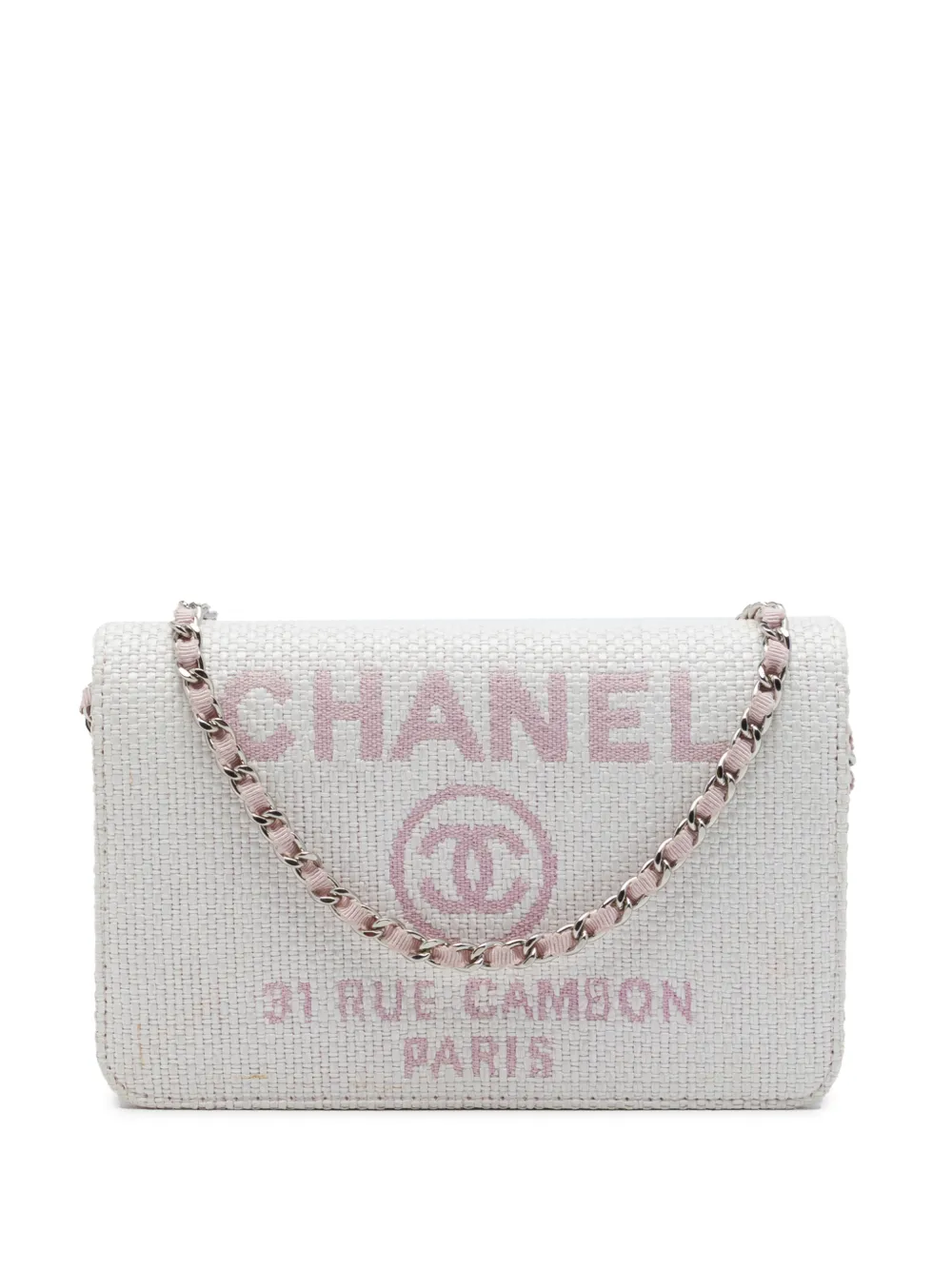 CHANEL Pre-Owned 2016-2017 Canvas Deauville Wallet On Chain crossbody bag - Pink