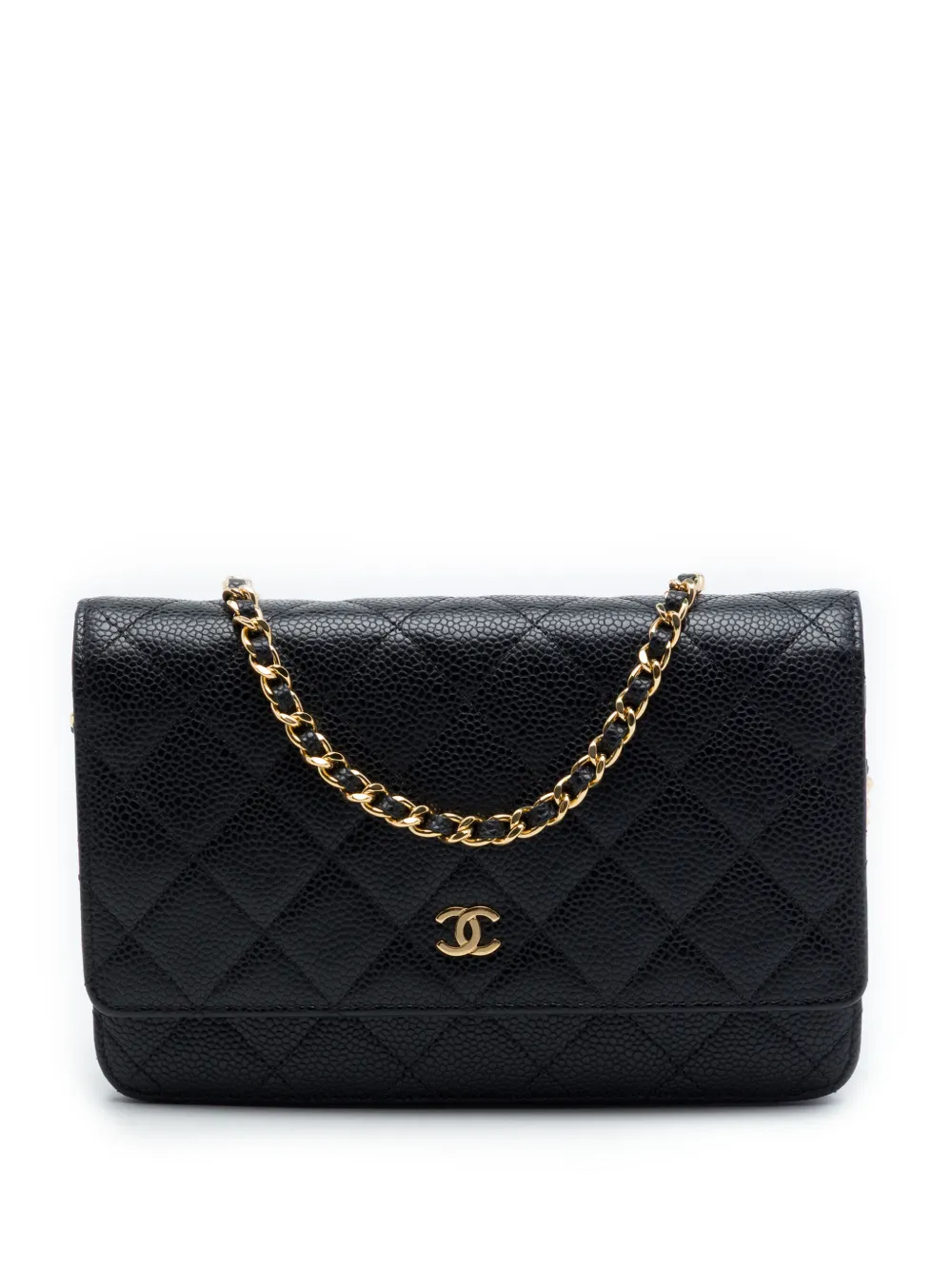 CHANEL Pre-Owned 2015-2016 CC Quilted Caviar Wallet on Chain crossbody bag - Nero