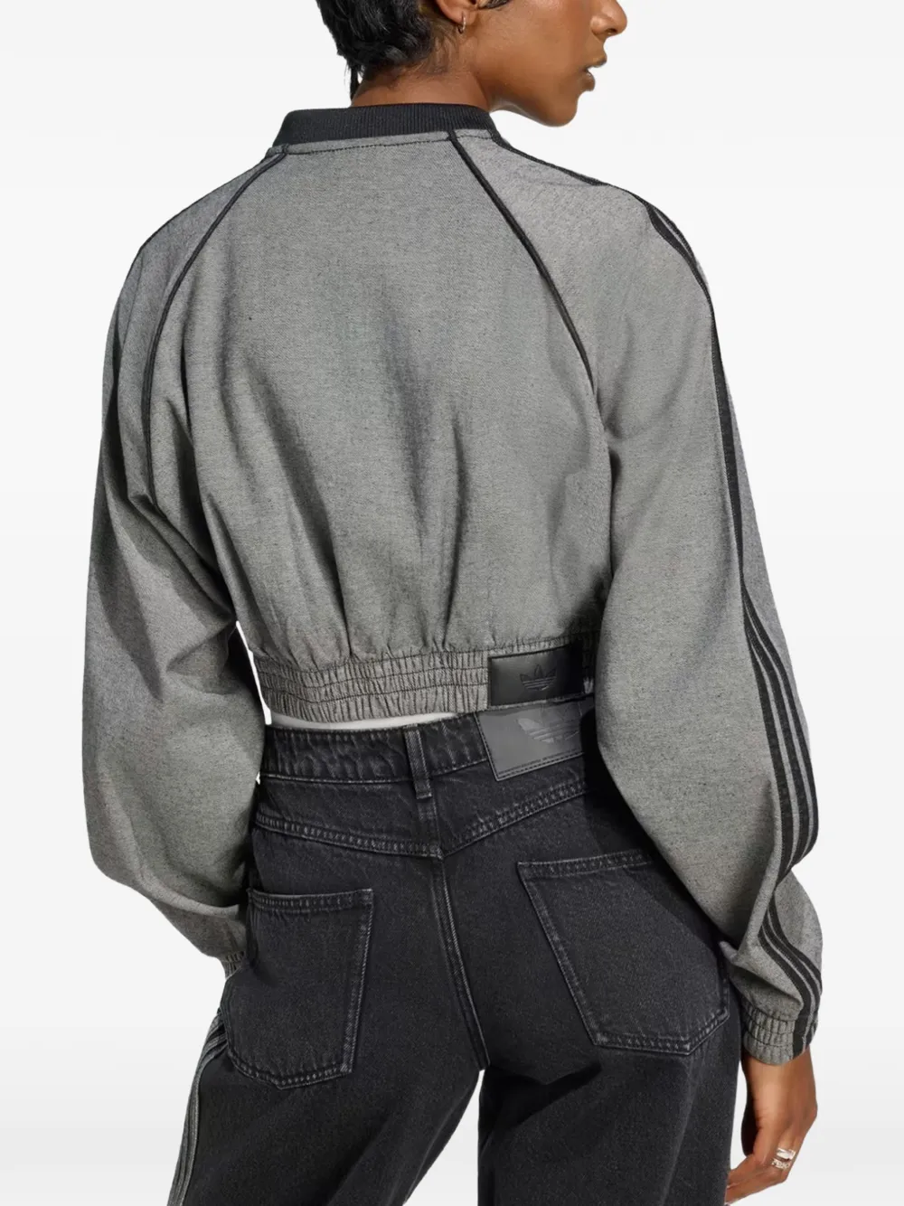 adidas SST cropped denim jack Grijs