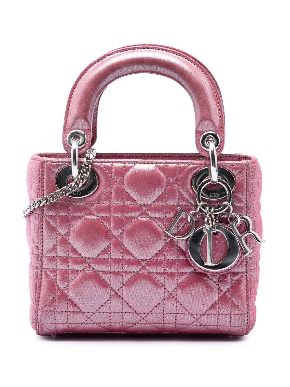 Christian Dior Pre-Owned 2016 mini Lady Dior Satchel-Tasche aus schillerndem Lammleder - Rosa