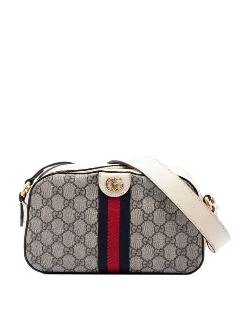 Gucci Pre-Owned 2016-2026 Small GG Supreme Textured Calfskin Web Ophidia Camera Bag crossbody bag