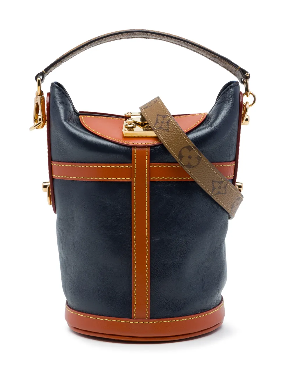 Louis Vuitton Pre-Owned 2019 Calfskin and Monogram Reverse Duffle Bag bucket bag - Blu