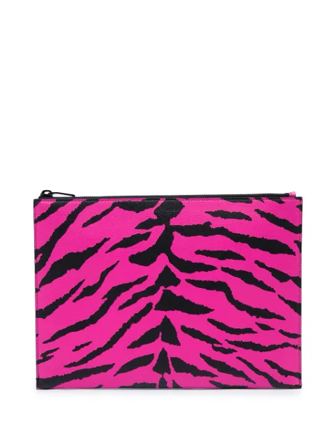 Saint Laurent Pre-Owned Grain De Poudre clutch med zebratryk og lynlås fra 2019