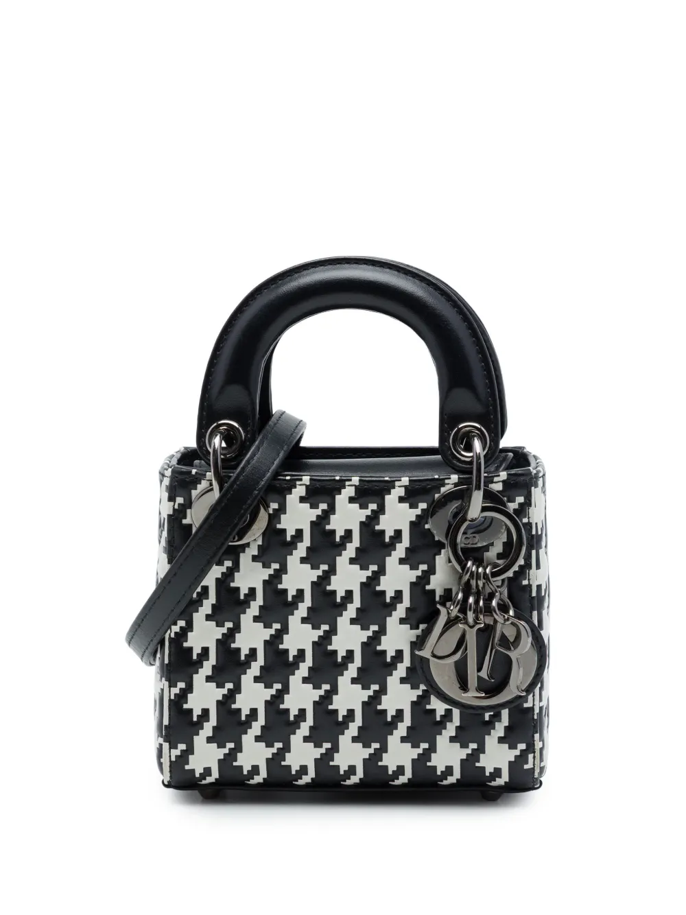 Christian Dior Pre-Owned 2022 Micro Lady Dior Satchel-Tasche mit Hahnentrittmuster - Schwarz