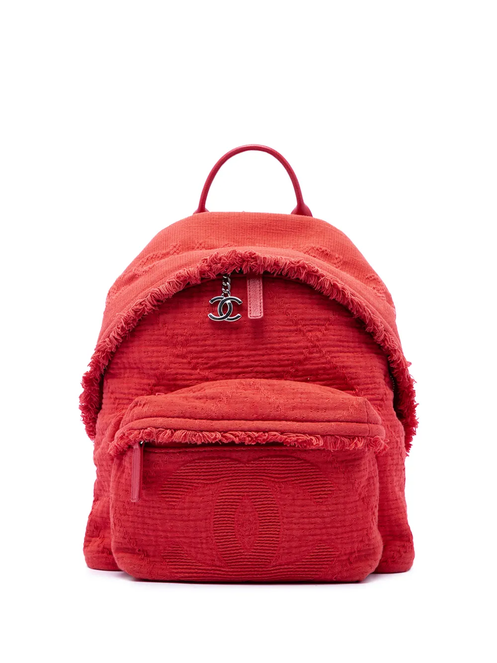 CHANEL Pre-Owned 2019 Quilted Canvas Front Pocket Fringe backpack - Rosso