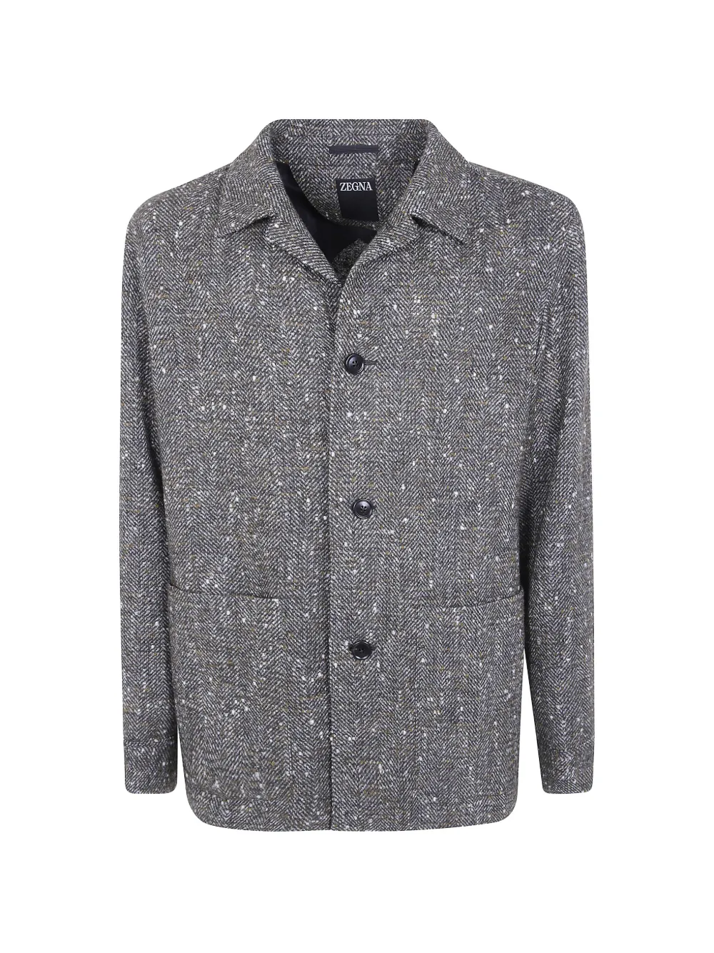 Zegna herringbone-weave button-up shirt jacket