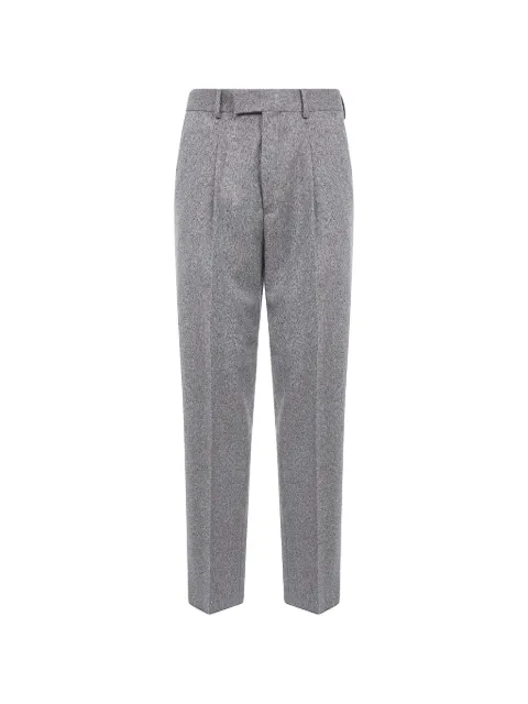 Zegna herringbone pleated wool trousers
