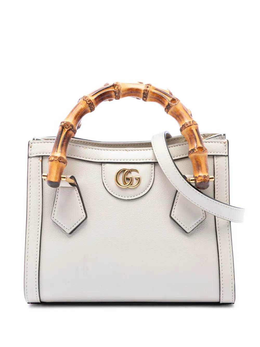 Gucci Pre-Owned 2016-2026 Mini Calfskin Bamboo Diana satchel - Bianco