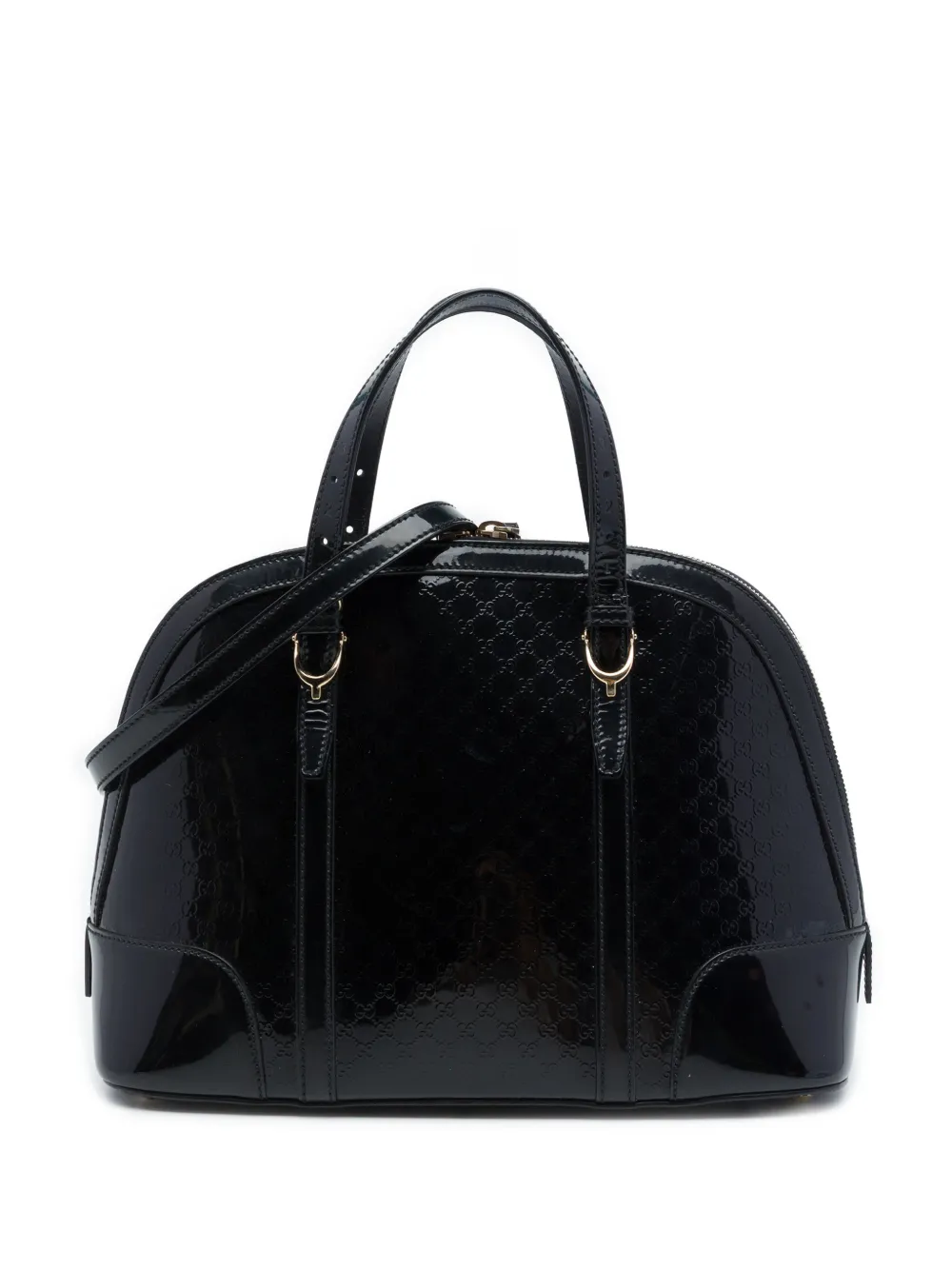 Gucci Pre-Owned 2016-2026 kleine Microguccissima Nice Satchel-Tasche aus Lackleder - Schwarz