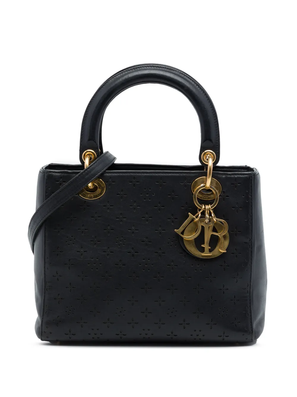 Christian Dior Pre-Owned 2007 mittelgroße Flower Lady Dior Satchel-Tasche - Schwarz
