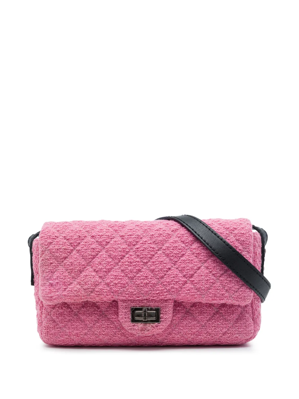 CHANEL Pre-Owned 2009-2010 Small Quilted Tweed Reissue 2.55 Easy Messenger Flap crossbody bag - Nero