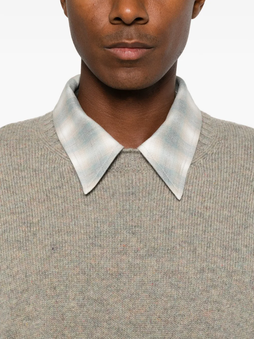 AMARANTO Trui met ronde hals en geribbelde afwerking Beige