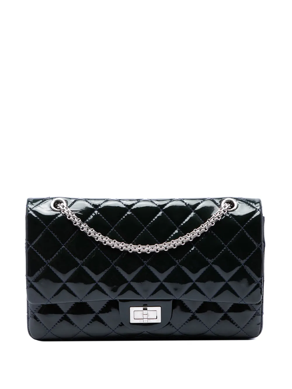 CHANEL Pre-Owned 2009-2010 Quilted Patent Reissue 2.55 Double Flap 227 shoulder bag - Blu