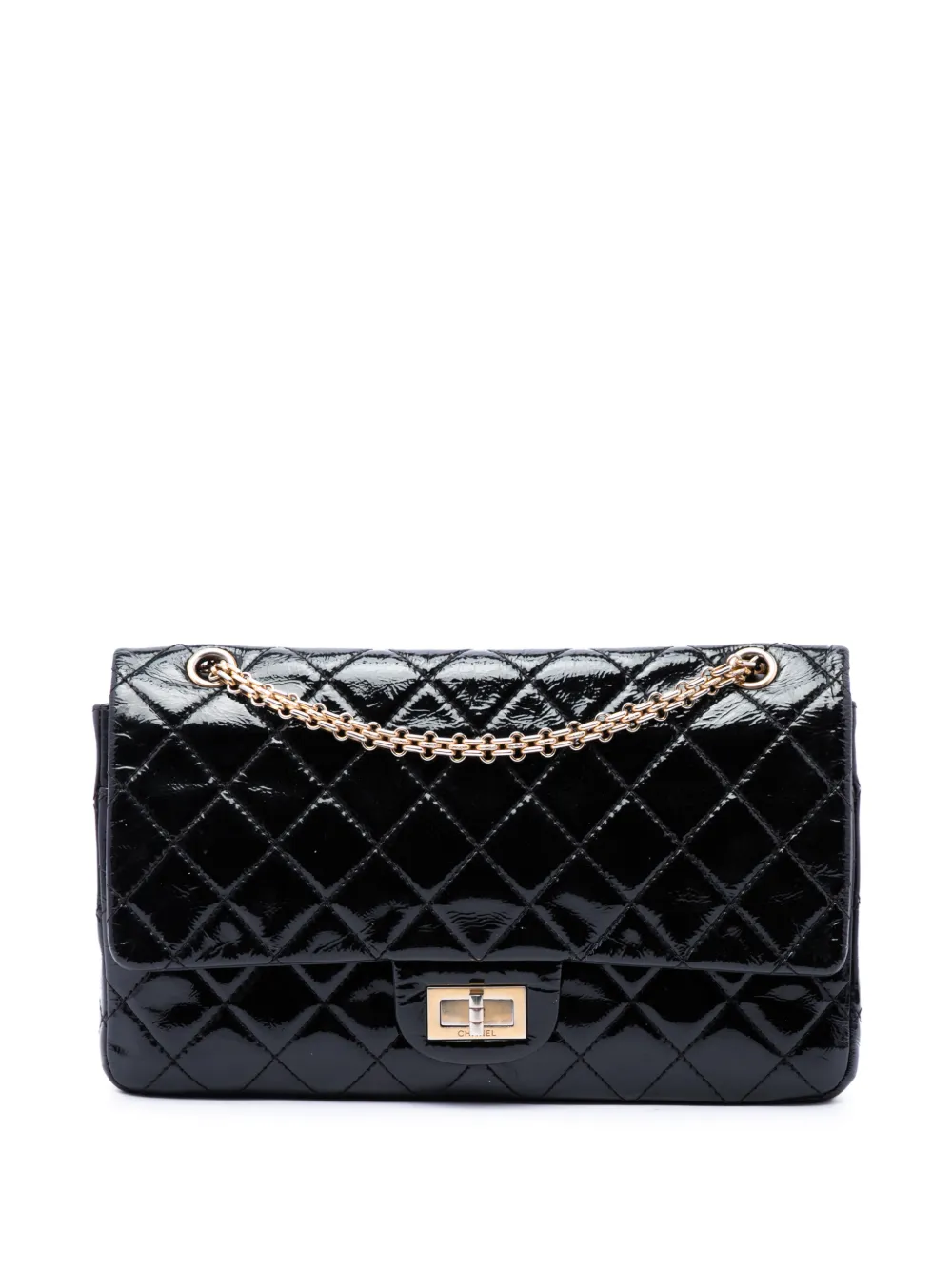 CHANEL Pre-Owned 2013-2014 Quilted Patent Reissue 2.55 Double Flap 227 shoulder bag - Black