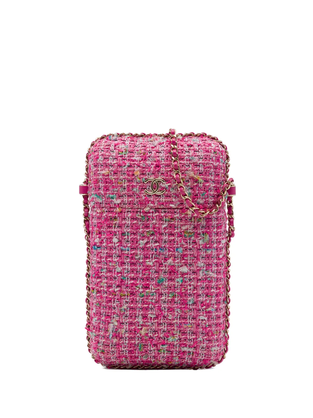 CHANEL Pre-Owned 2019 Tweed Chain Around Phone Holder crossbody bag - Rosa