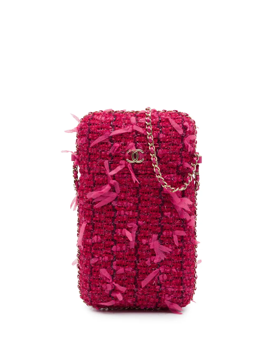 CHANEL Pre-Owned 2016-2017 Tweed Chain Around Phone Holder crossbody bag - Rosa