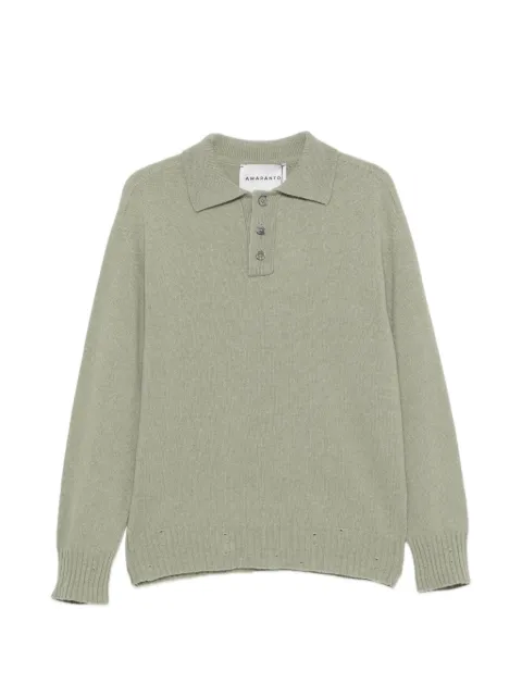 AMARANTO fine-knit long-sleeve polo shirt