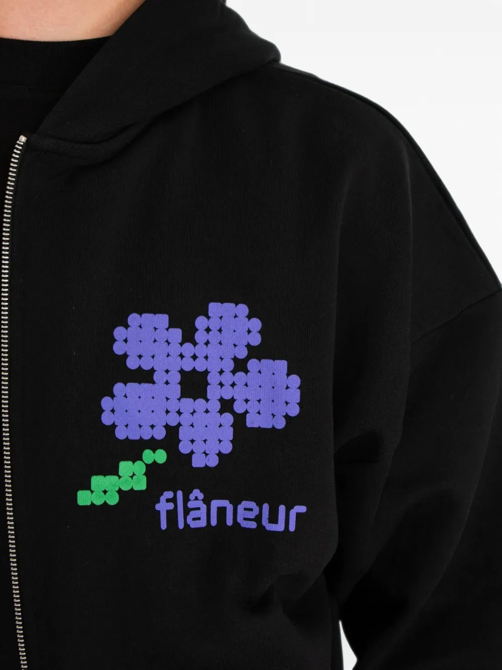 FLÂNEUR Pixel Flower hoodie Zwart