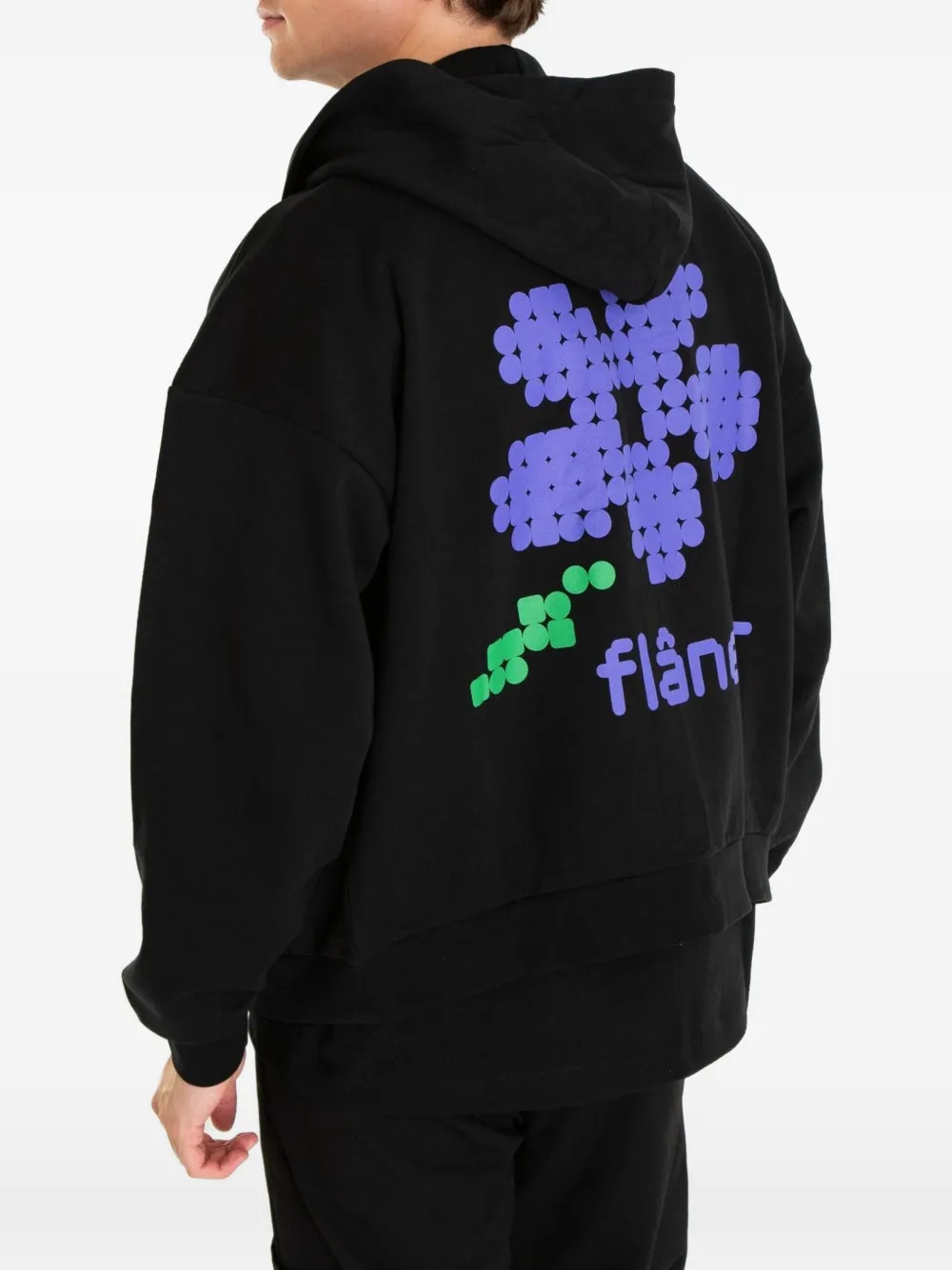 FLÂNEUR Pixel Flower hoodie Zwart