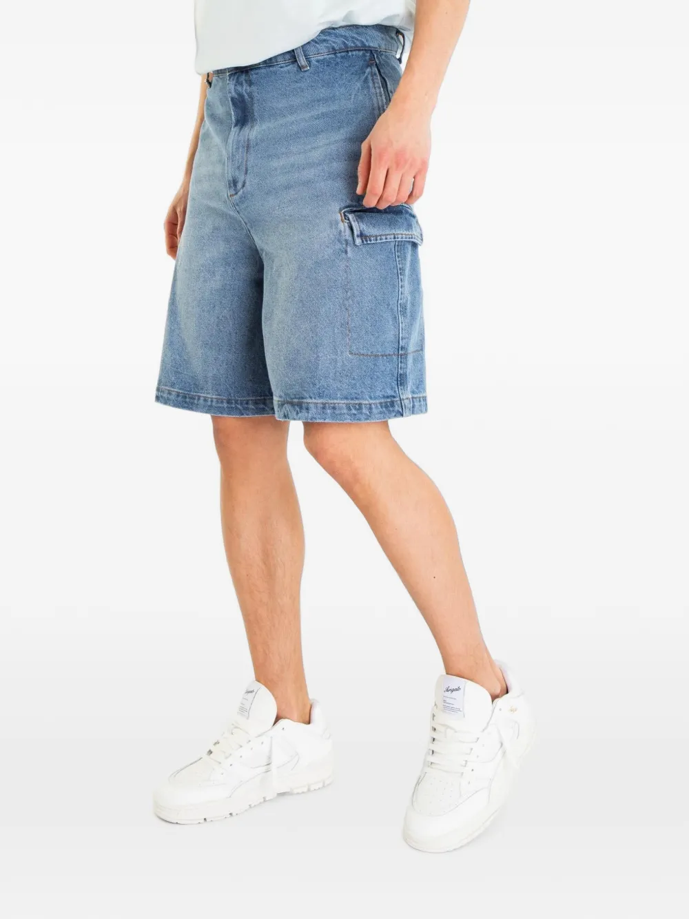 FLÂNEUR Denim cargo shorts met knoopsluiting Blauw