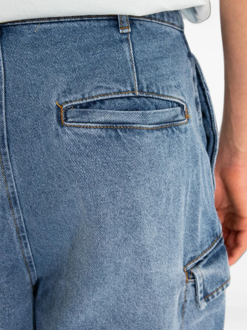 FLÂNEUR Denim cargo shorts met knoopsluiting Blauw