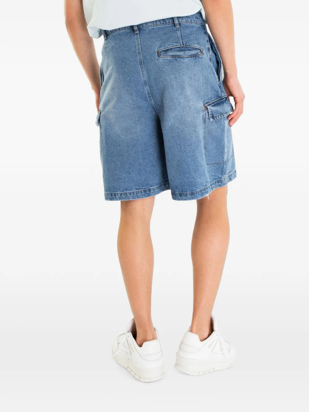FLÂNEUR Denim cargo shorts met knoopsluiting Blauw