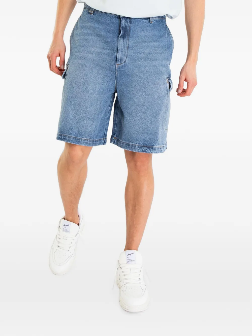 FLÂNEUR Denim cargo shorts met knoopsluiting Blauw