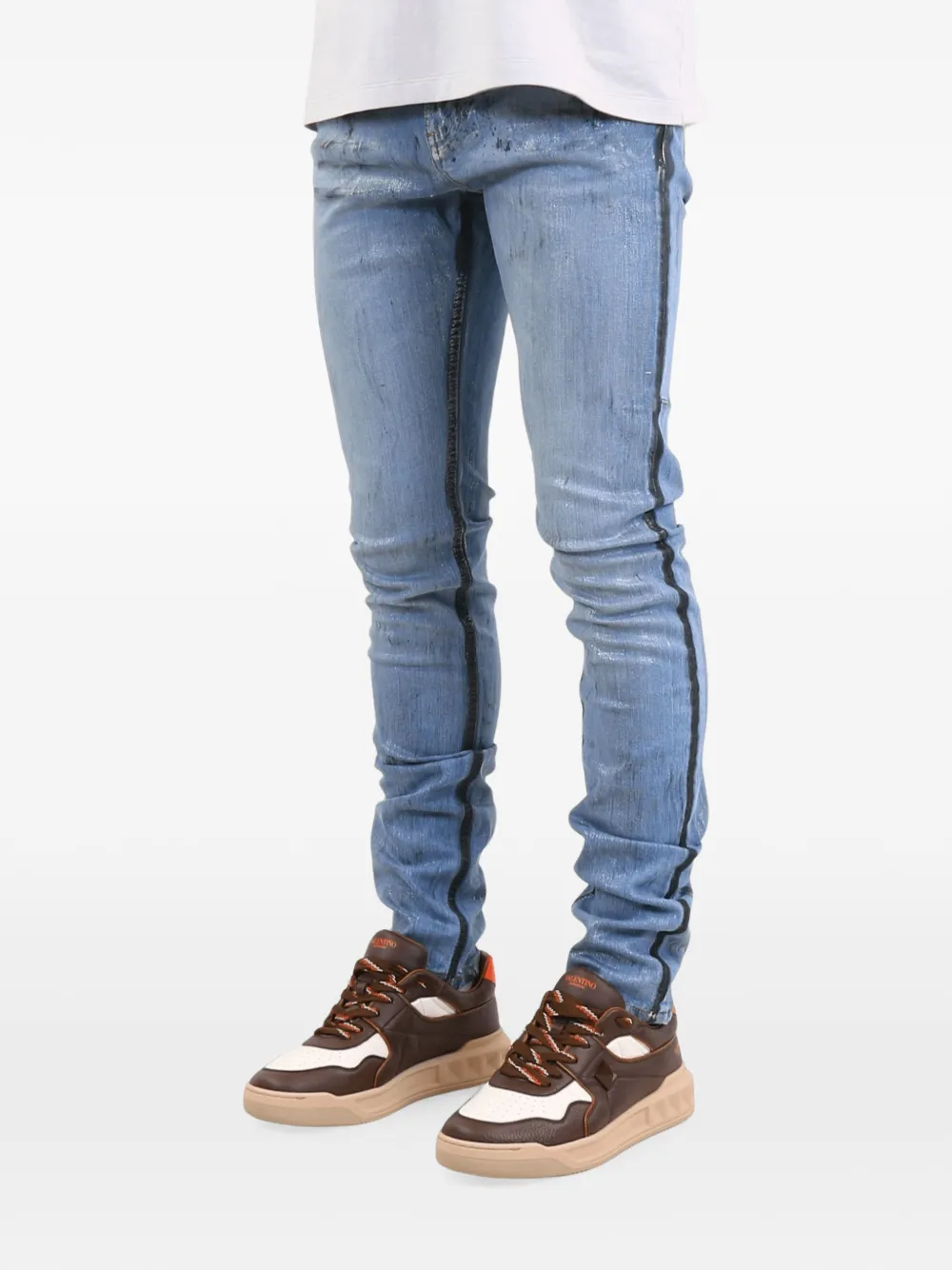 FLÂNEUR Skinny jeans met zijstreep Blauw
