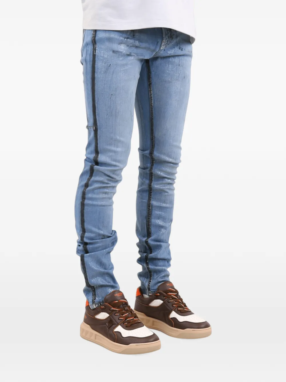 FLÂNEUR Skinny jeans met zijstreep Blauw