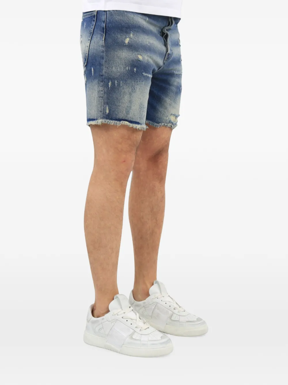 FLÂNEUR Denim shorts met beschadigd effect en gerafelde zoom Blauw