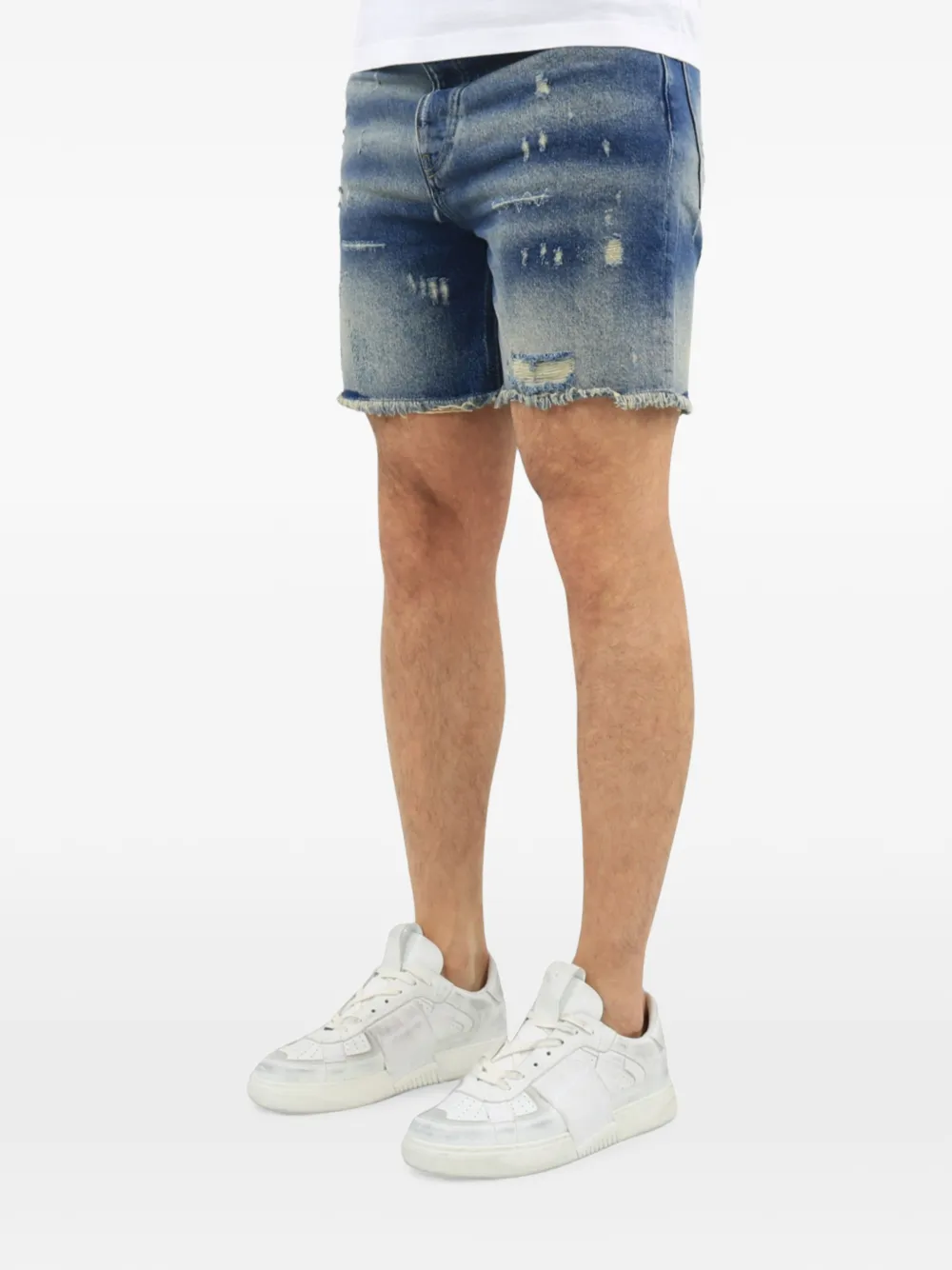 FLÂNEUR Denim shorts met beschadigd effect en gerafelde zoom Blauw