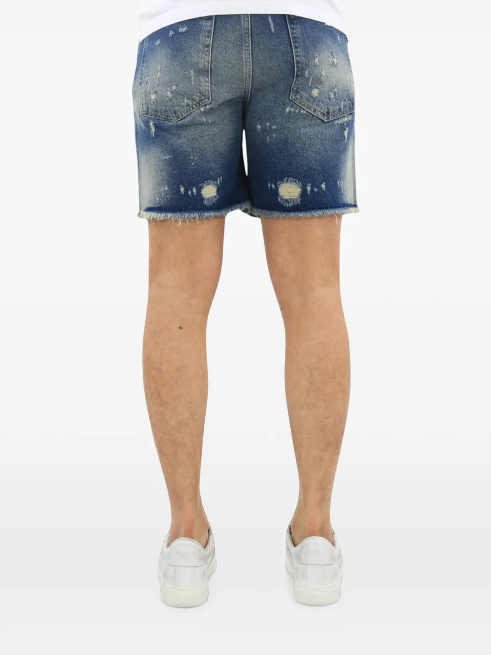 FLÂNEUR Denim shorts met beschadigd effect en gerafelde zoom Blauw