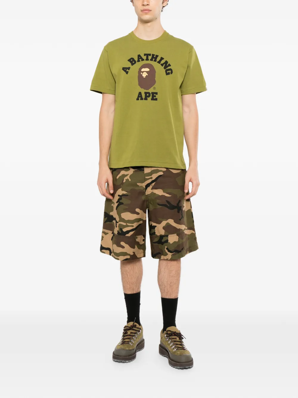 A BATHING APE T-shirt met logoprint Groen