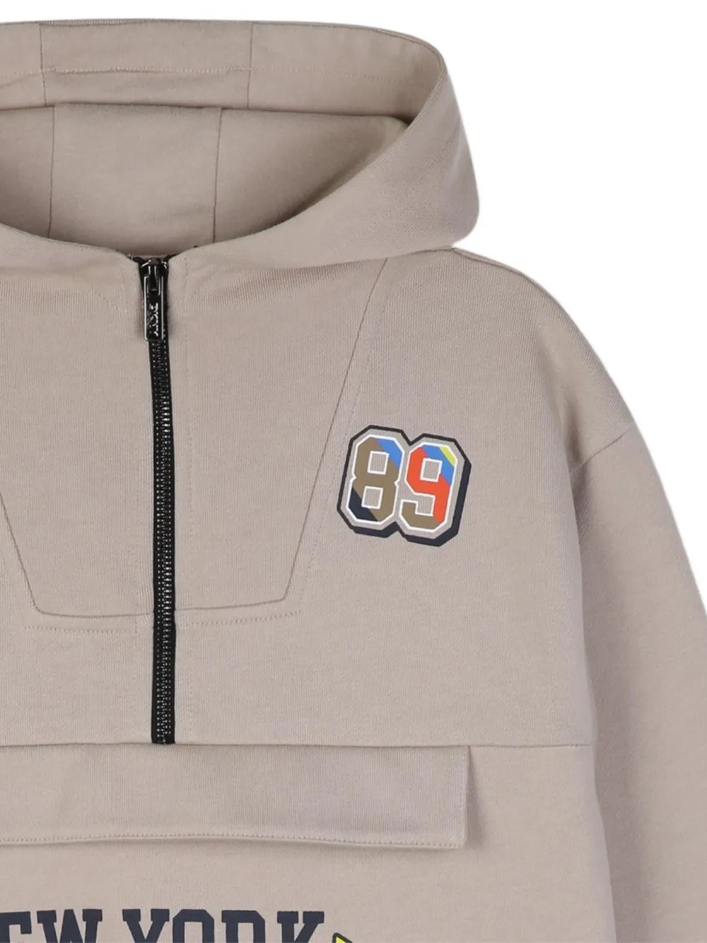 Dkny Kids logo-patch half-zip hoodie Beige