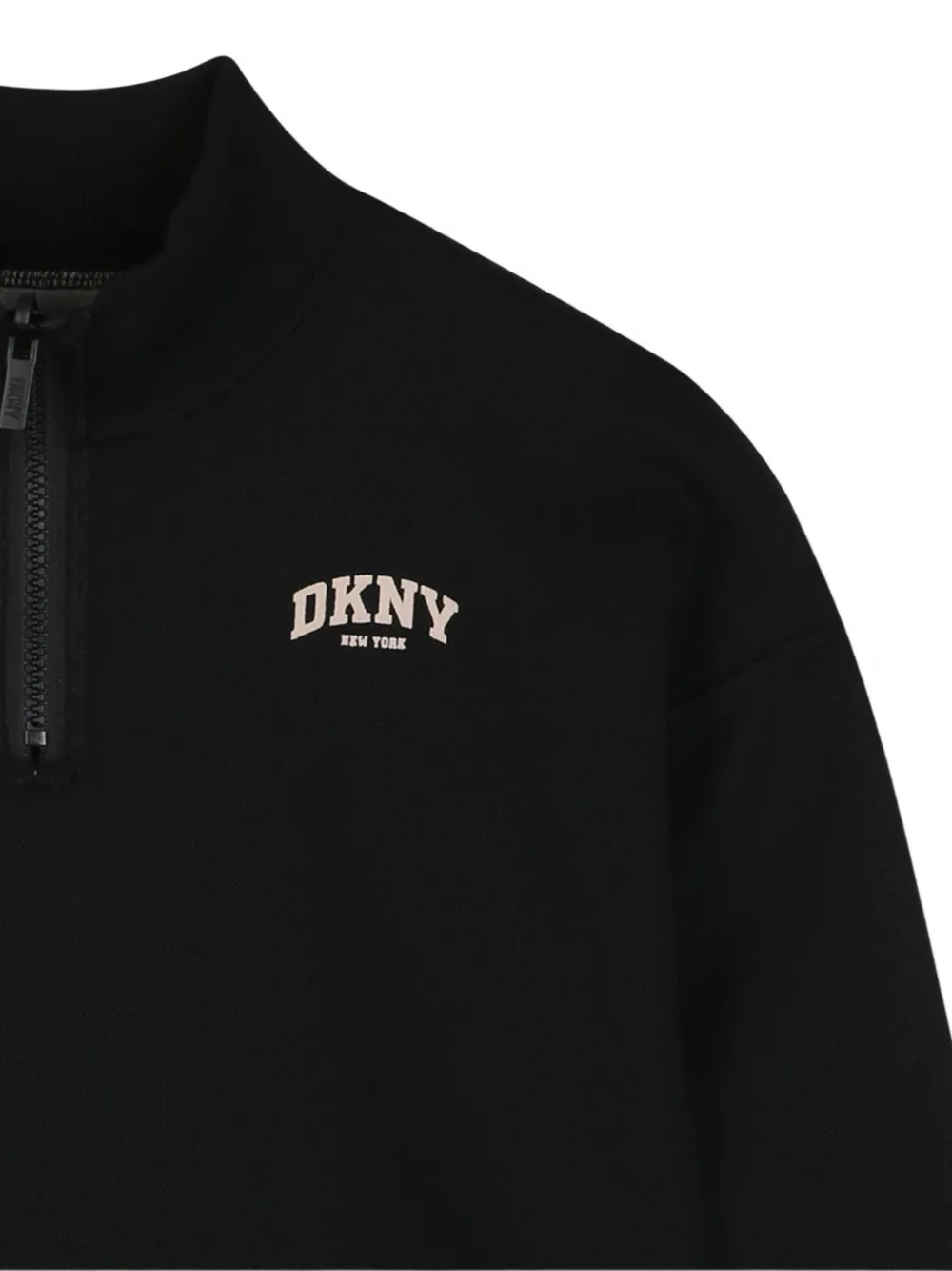 Dkny Kids Sweater met logo-print en kwartrits Beige