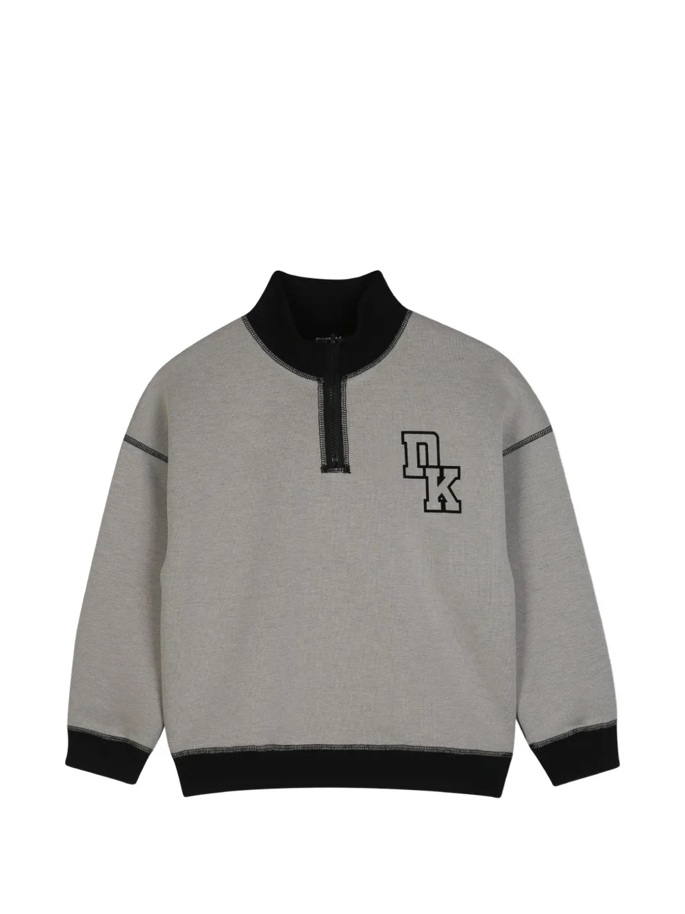 Dkny Kids Sweater met logo-print en kwartrits Beige