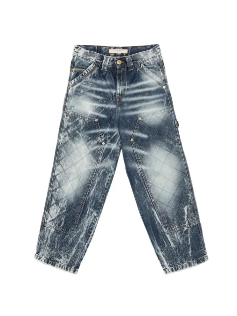 YES LONDON quilted-panel acid-wash jeans