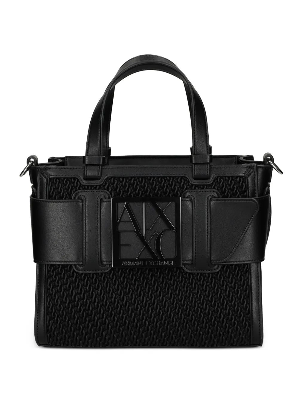 Armani Exchange Borsa tote con placca logo - Nero