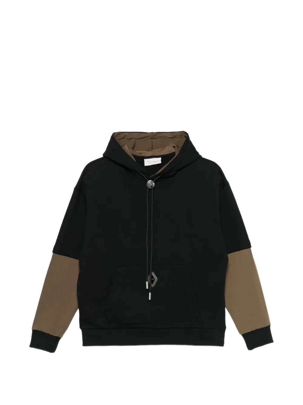 YES LONDON hoodie colour block à plaque logo - Noir YES LONDON hoodie colour block à plaque logo - Noir