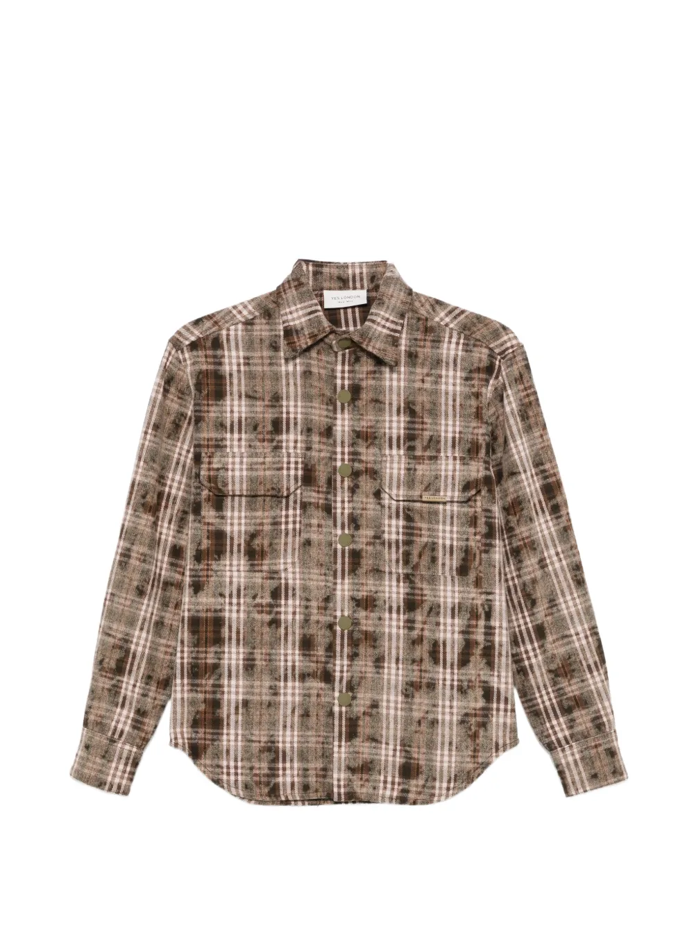 YES LONDON check-pattern press-stud shirt - Braun
