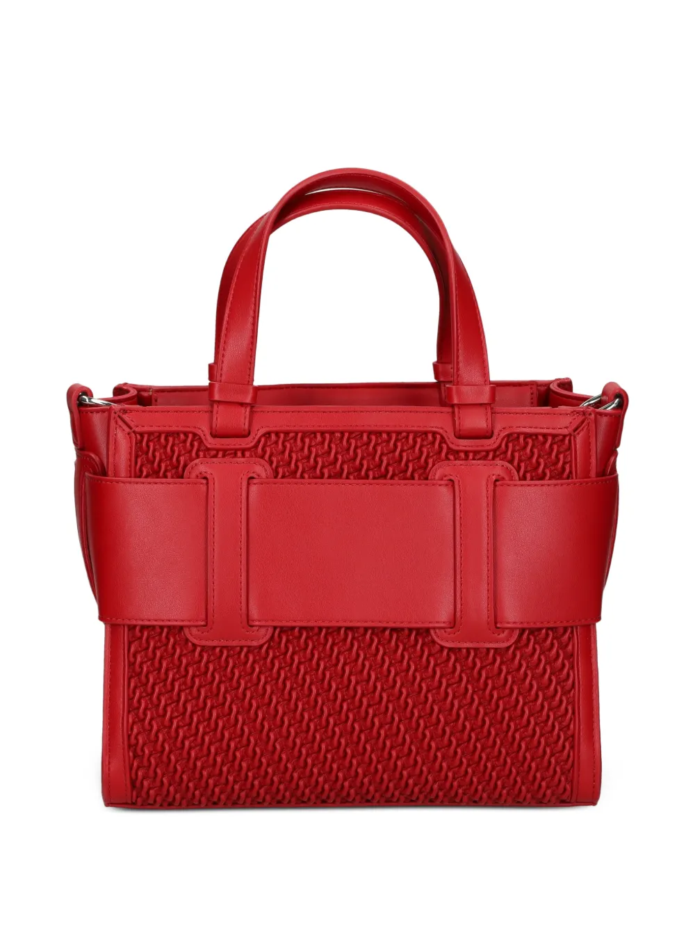 Armani Exchange logo-plaque woven-detail tote bag Rood
