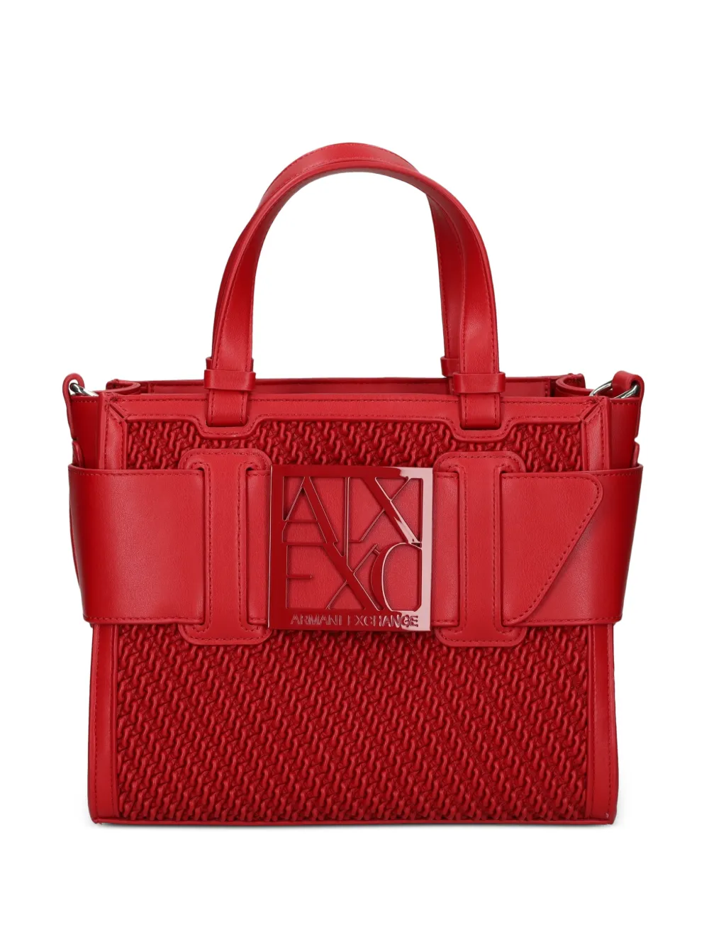 Armani Exchange Borsa tote con logo e dettaglio intrecciato - Rosso