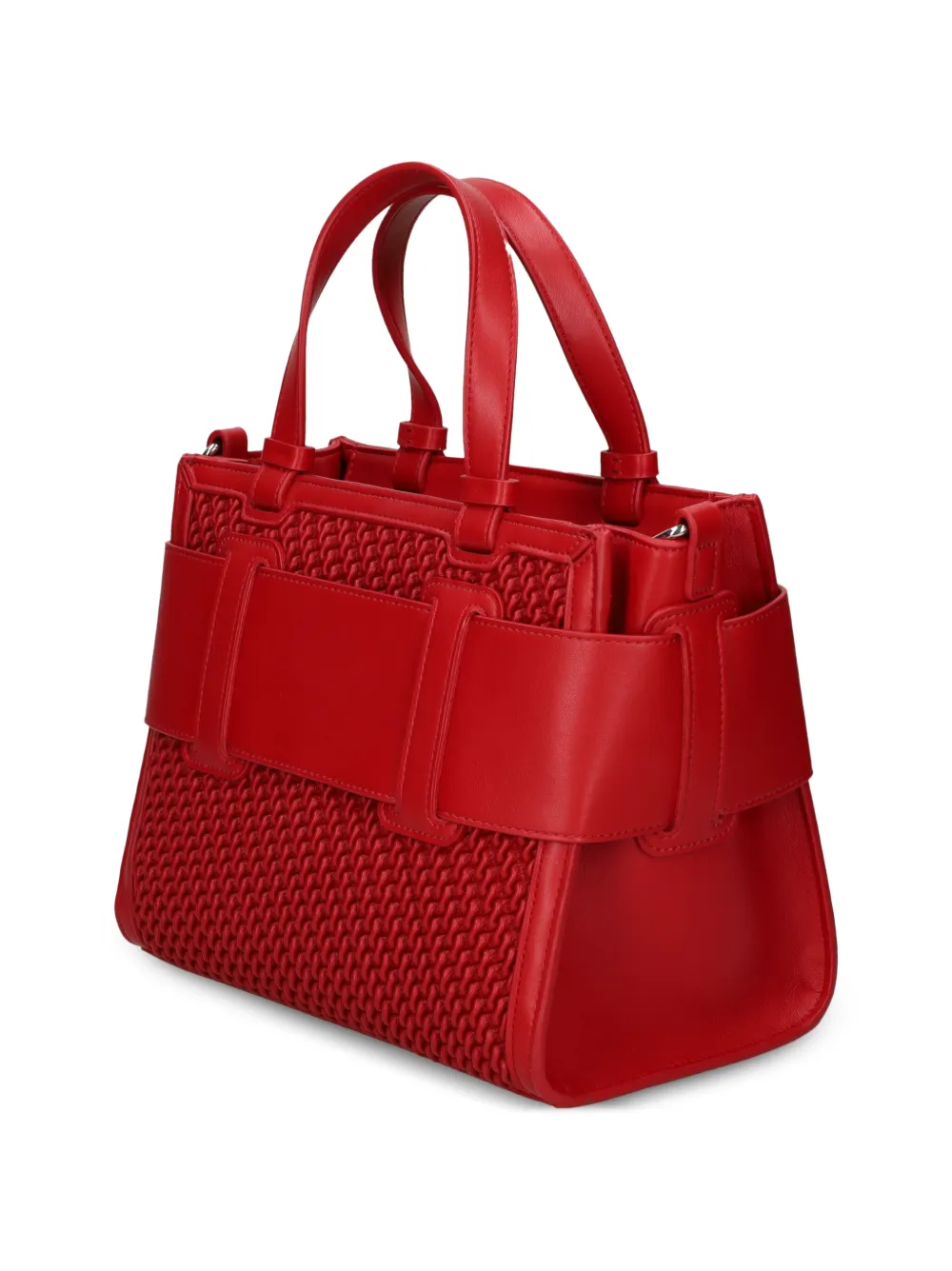 Armani Exchange logo-plaque woven-detail tote bag Rood