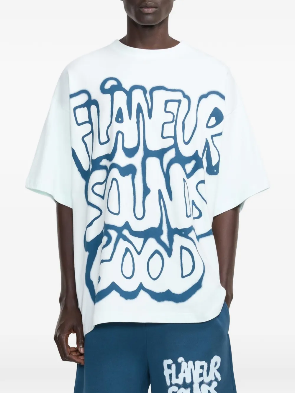 FLÂNEUR Sounds Good T-shirt met spray-print Wit