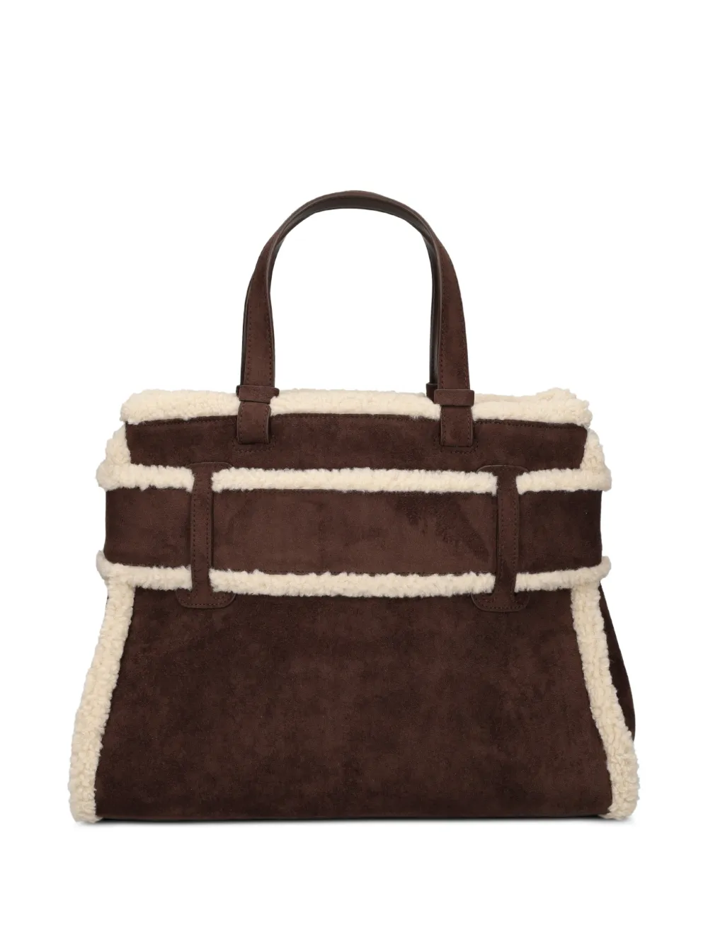 Armani Exchange shearling-trim logo-plaque tote bag Bruin
