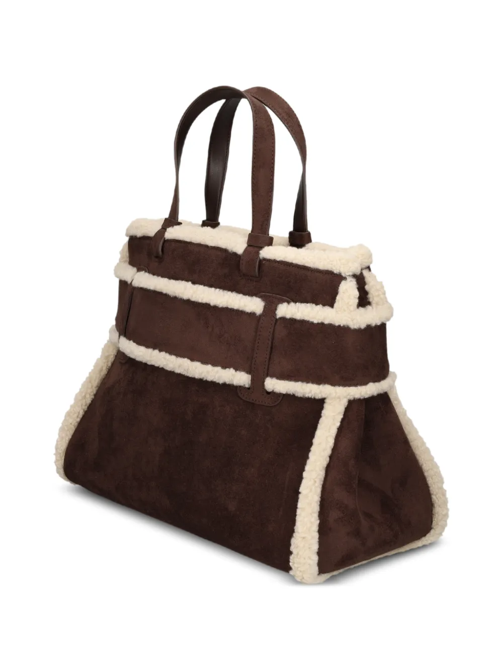 Armani Exchange shearling-trim logo-plaque tote bag Bruin