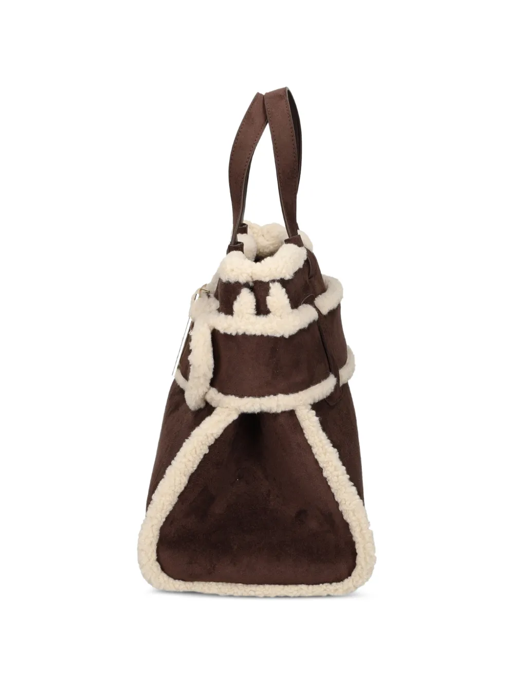 Armani Exchange shearling-trim logo-plaque tote bag Bruin